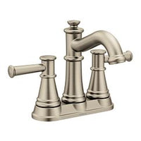 Brushed nickel two-handle high arc bathroom faucet