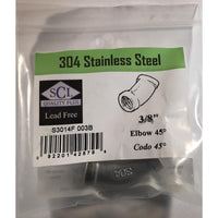 Smith-Cooper 3/8 in. FPT X 3/8 in. D FPT Threaded Stainless Steel 45 Degree Elbow