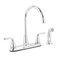 Homewerks Two Handle Chrome Kitchen Faucet Side Sprayer Included