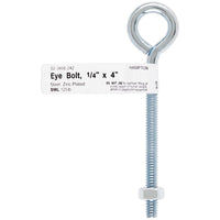 Hampton 1/4 in. x 4 in. L Zinc-Plated Steel Eyebolt Nut Included (Pack of 10)