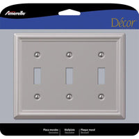 Amerelle Chelsea Brushed Nickel 3 gang Stamped Steel Toggle Wall Plate 1 pk