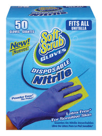 Soft Scrub Nitrile Disposable Gloves One Size Fits Most Blue Powder Free 50 pk