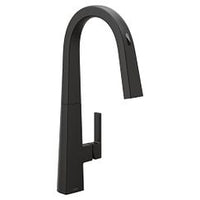 Matte black one-handle high arc pulldown kitchen faucet