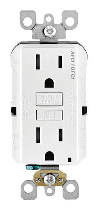 Leviton 15 amps 125 V White AFCI/GFCI Dual Function Outlet 5-15R 1 pk