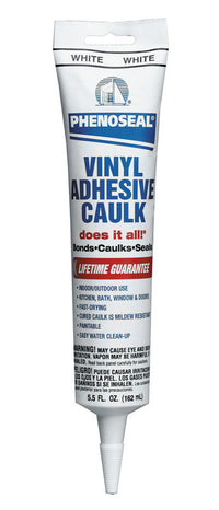 Phenoseal White Vinyl All Purpose Adhesive Caulk 5.5 oz