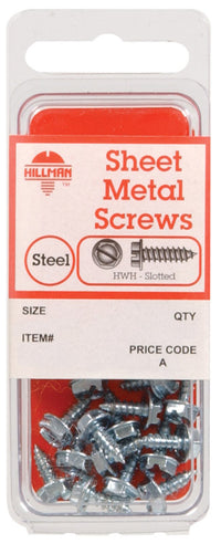 Hillman No. 6 x 3/4 in. L Slotted Hex Head Zinc-Plated Steel Sheet Metal Screws 12 1 pk (Pack of 10)