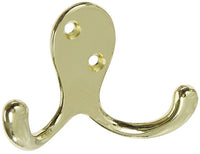 National Hardware Polished Brass Gold Zinc 3 in. L Double Hook 35 lb 1 pk