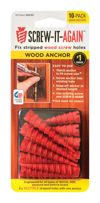 Screw-it-Again 1/4 in. D X 1 in. L Polypropylene Hex Head Wood Anchor 10 pk