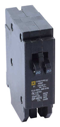 Square D HomeLine 20/20 A Tandem 1-Pole Circuit Breaker