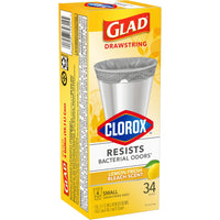 Glad 4 gal Lemon Scent Kitchen Trash Bags Drawstring 34 pk (Pack of 6)