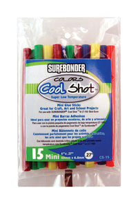 Surebonder 0.3 in. D X 4 in. L Cool Shot Mini Glue Sticks Assorted Colors 15 pk