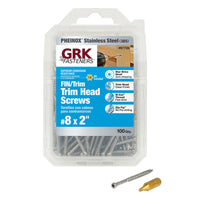 GRK Fasteners No. 8  x 2 in. L Star Trim Head Stainless Steel Construction Screws 100 pk