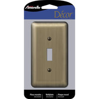 Amerelle Devon Brushed Brass Brass 1 gang Stamped Steel Toggle Wall Plate 1 pk