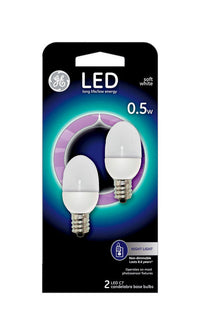 GE C7 E12 (Candelabra) LED Bulb Soft White 1 Watt Equivalence 2 pk (Pack of 6)