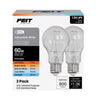 Feit A19 E26 (Medium) Filament LED Bulb Adjustable White 60 Watt Equivalence 2 pk