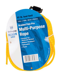 Wellington 1/4 in. D X 100 ft. L Yellow Braided Poly Rope