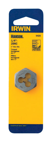 Irwin Hanson High Carbon Steel SAE Hexagon Die 1/4 in. 1 pc