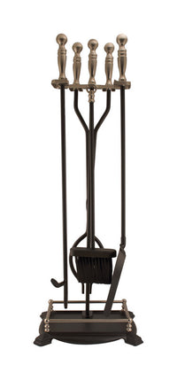 Panacea Open Hearth Black Matte Steel Fireplace Tool Set