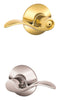 Schlage Traditional Polished Brass/Satin Nickel Bed and Bath Lever Right or Left Handed