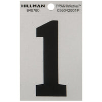 Hillman 3 in. Reflective Black Mylar Self-Adhesive Number 1 1 pc (Pack of 6)