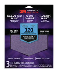 3M Pro Grade Precision 11 in. L X 9 in. W 120 Grit Ceramic Sanding Sheet 3 pk