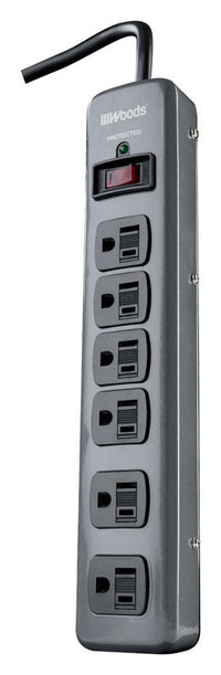 Southwire Woods 3 ft. L 6 outlets Power Strip w/Surge Protection Black 900 J