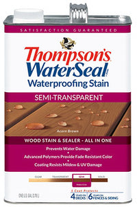 Thompson's WaterSeal Semi-Transparent Chestnut Brown Waterproofing Wood Stain and Sealer 1 gal (Pack of 4)