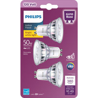 Philips MR16 GU10 LED Bulb Bright White 50 Watt Equivalence 3 pk