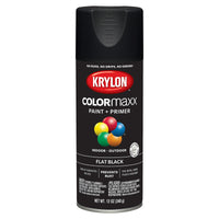 Krylon ColorMaxx Flat Black Paint + Primer Spray Paint 12 oz (Pack of 6)