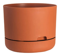 Rugg 10 in. D Polyresin Planter Terracotta