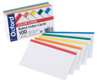 Oxford 4753 3 X 5 Color Coded Ruled Index Cards 100 Count