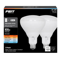 Feit BR40 E26 (Medium) LED Bulb Adjustable White 100 Watt Equivalence 2 pk