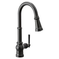 Matte black one-handle high arc pulldown kitchen faucet