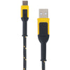 DeWalt Black/Yellow Braided USB-A to USB-C Cable For Any USB-Powered Device 6 ft. L