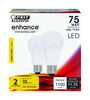 Feit Enhance A19 E26 (Medium) LED Bulb Bright White 75 Watt Equivalence 2 pk