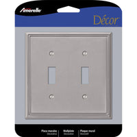 Amerelle Metro Brushed Nickel 2 gang Die-Cast Metal Toggle Wall Plate 1 pk