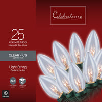 Celebrations Incandescent C9 Clear 25 ct String Christmas Lights 24 ft.