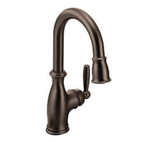 Oil rubbed bronze one-handle high arc pulldown bar faucet