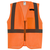 Milwaukee CSA Type R/Class 2 Reflective Mesh/One Pocket Safety Vest High Visibility Orange S/M