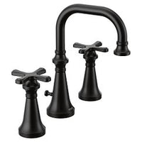 Matte black two-handle high arc bathroom faucet