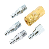 Forney Brass/Steel Air Coupler and Plug Set 1/4 in. 1/4 in. 5 pc