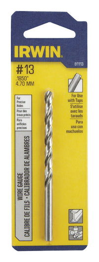 Irwin #13 X 3-1/2 in. L High Speed Steel Wire Gauge Bit Straight Shank 1 pc