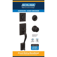 Schlage Addison Georgian Aged Bronze Single Cylinder Handleset and Knob Right or Left Handed