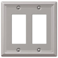 Amerelle Chelsea Brushed Nickel Gray 2 gang Stamped Steel Rocker Wall Plate 1 pk