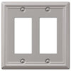 Amerelle Chelsea Brushed Nickel Gray 2 gang Stamped Steel Rocker Wall Plate 1 pk