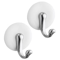 iDesign Silver/White Metal Medium Hook 2 pk