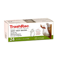 Trashrac 3 gal Trash Bags Handle Tie 24 pk 0.95 mil