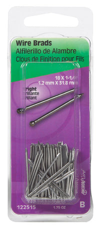 Hillman 18 Ga. x 1-1/4 in. L Bright Steel Brad Nails 1 pk 1.75 oz. (Pack of 6)