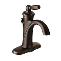 Oil rubbed bronze one-handle high arc bathroom faucet