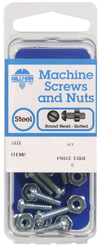 Hillman No. 10-32 x 1-1/4 in. L Slotted Round Head Zinc-Plated Steel Machine Screws 8 pk (Pack of 10)